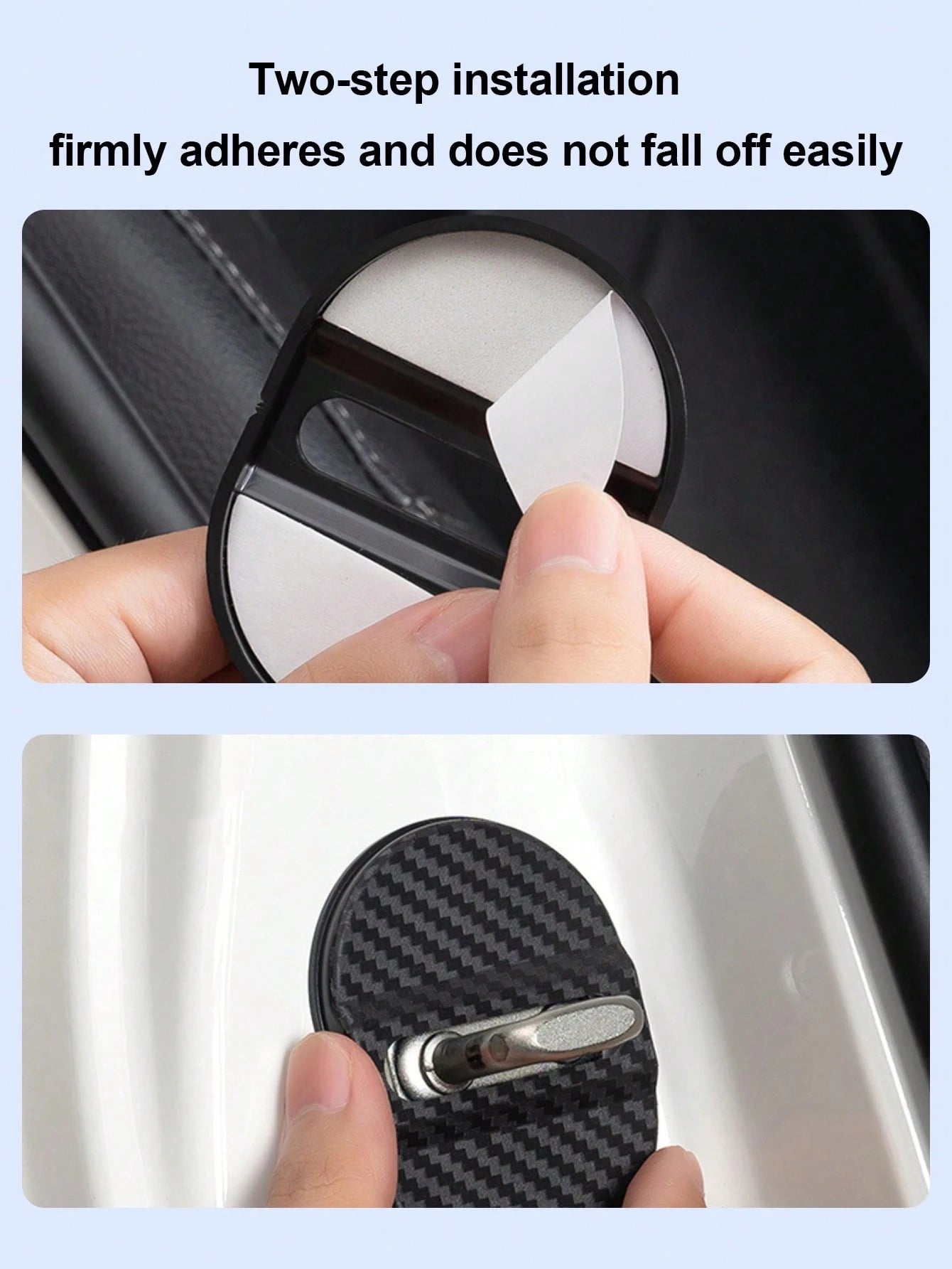 4Pcs Carbon Fiber Textured Anti-Rust Door Lock Cover – Universal Shock-Absorbing And Noise-Reducing Buffer Pad For Door Locks, Rainproof And Moisture-Proof