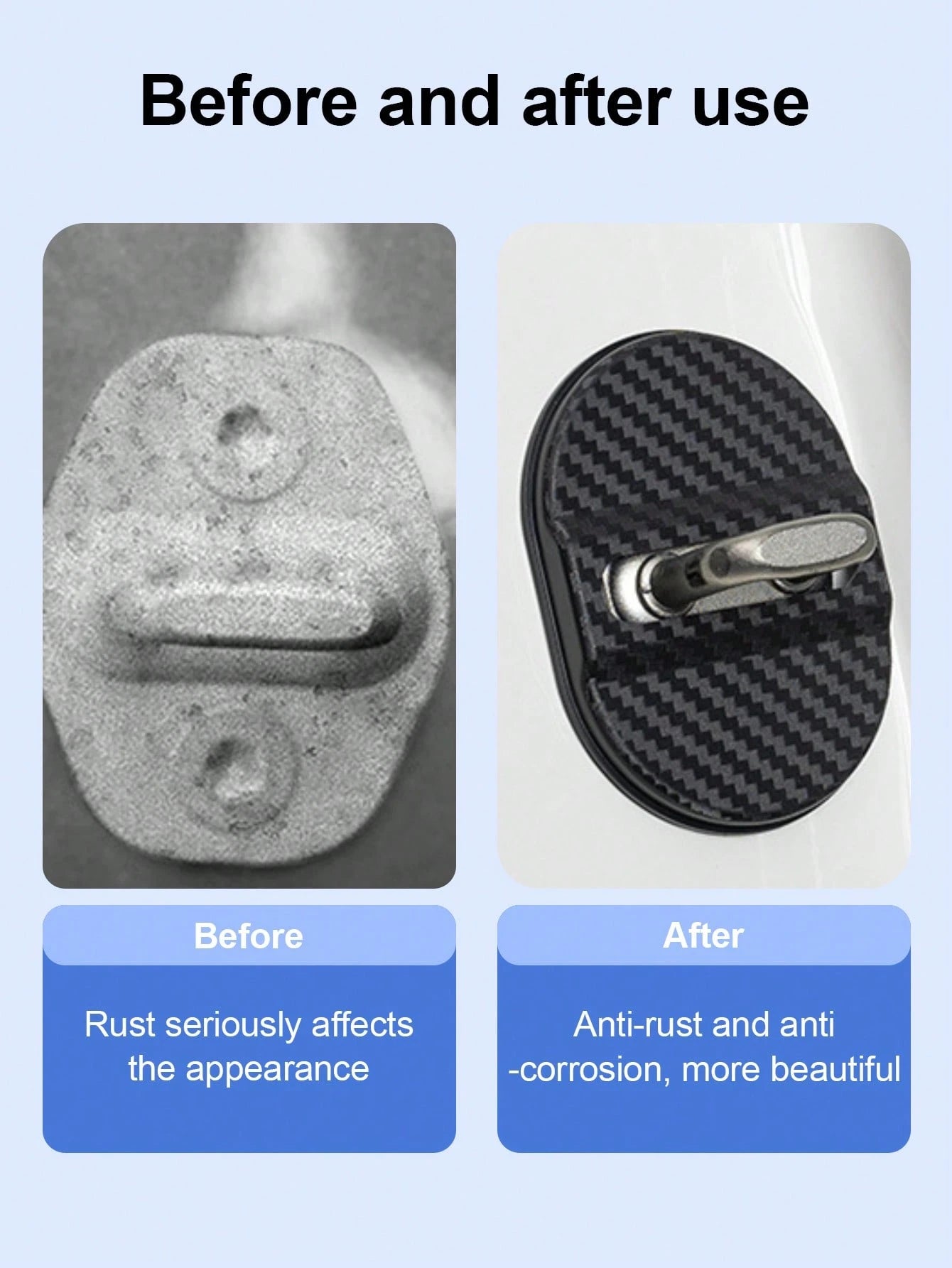 4Pcs Carbon Fiber Textured Anti-Rust Door Lock Cover – Universal Shock-Absorbing And Noise-Reducing Buffer Pad For Door Locks, Rainproof And Moisture-Proof