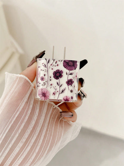 4pcs Floral Pattern TPU Charger Protector Case, Compatible With IPhone 13/14/15, Fits 18W/20W Adapter- Includes Cable And Tip Cover, Ideal Gift