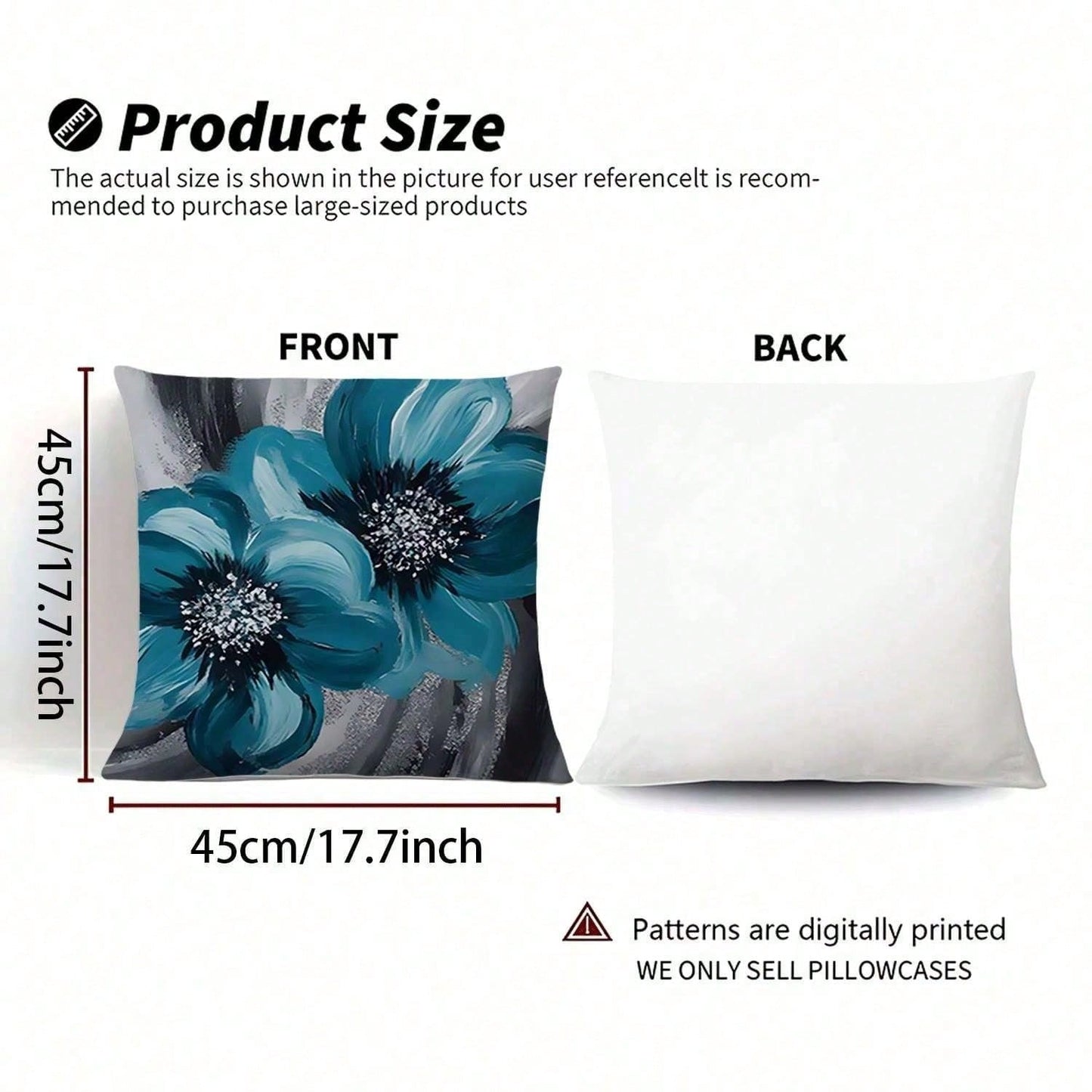 4PCS Flower Spring & Summer Floral Print Throw Pillow Covers- 17.7*17.7Inch 2D Flat Cushion Cover, Zipper Closure, Machine Washable, Suitable For Living Room, Bedroom, Sofa, Patio, Outdoor Decor(No