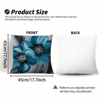 4PCS Flower Spring & Summer Floral Print Throw Pillow Covers- 17.7*17.7Inch 2D Flat Cushion Cover, Zipper Closure, Machine Washable, Suitable For Living Room, Bedroom, Sofa, Patio, Outdoor Decor(No