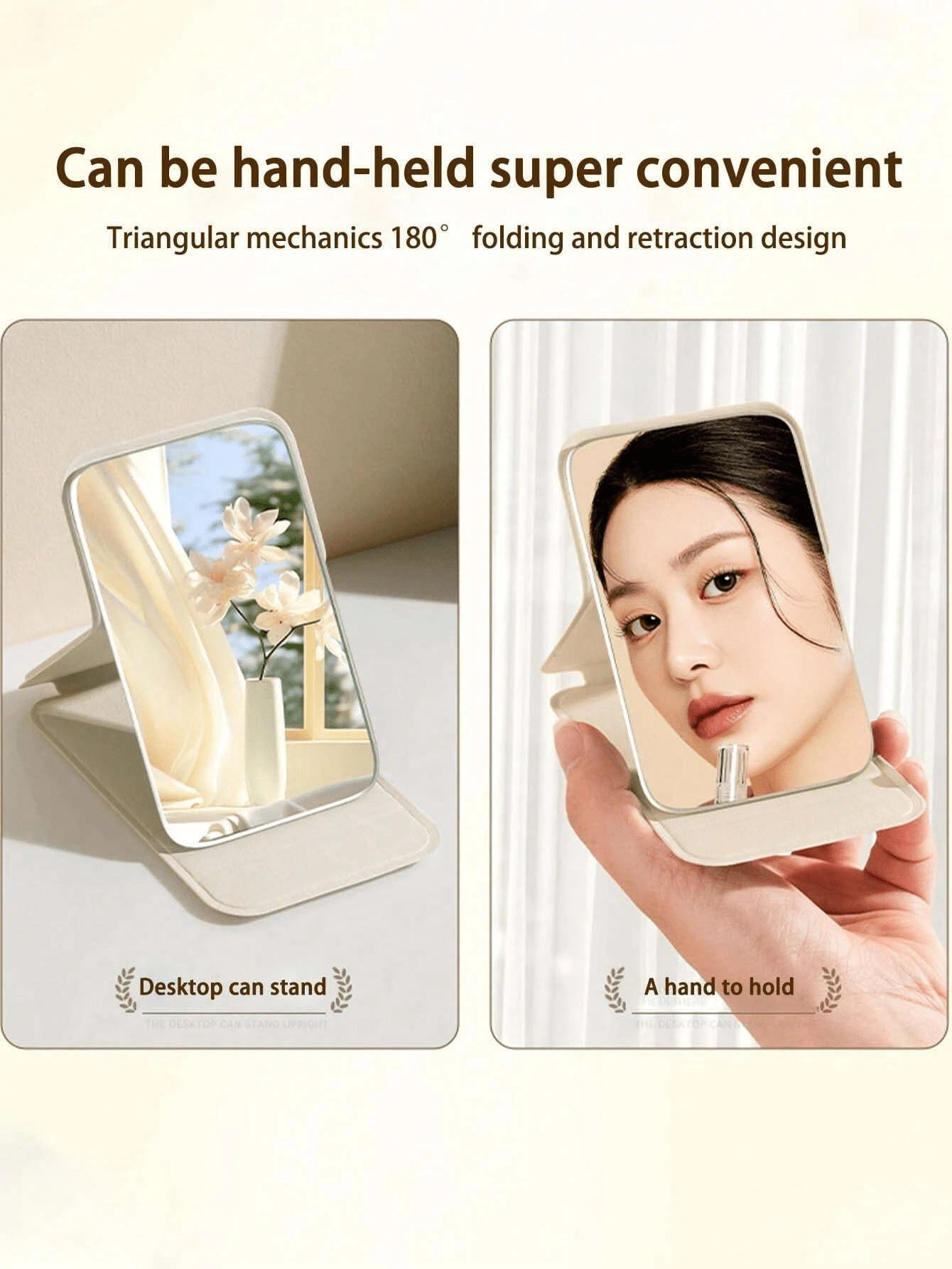 4pcs Folding Makeup Mirror, Portable Handheld Mirror, Minimalist, Suitable For Dorm Desk, Room Decor, Vanity, Bedroom, Makeup Accessories, Mini Mirror, Christmas Gift, Cosmetics, Makeup Tools, Women G