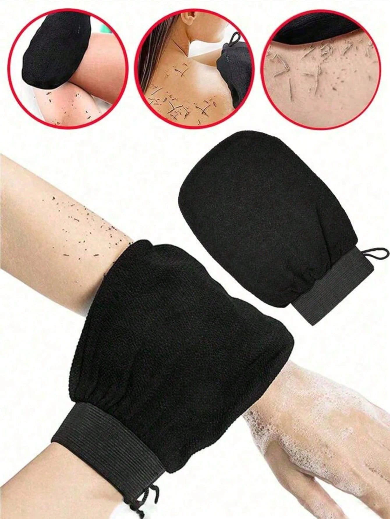 4pcs Gentle Exfoliating Cloth Body Scrub Gloves| Minimalist Multi-Color Drawstring Elastic Exfoliating Gloves| Deep Pore Cleansing, Dead Skin Removal, Suitable For Daily Bathing And Spa Days (All Se