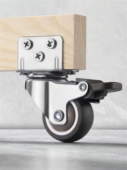 4pcs L-Shaped Universal Universal Wheel 1.25 Inch Flower Stand Table Mobile Wheel Roller Wheel Mute Caster Crib Ply Pulley(2 With Brakes + 2 Without Brakes)