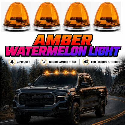4Pcs LED Watermelon Amber Side Marker Lights – DC 12-24V Fit For Semi-Trucks, Trailers & Utility Vehicles, Gift Idea
