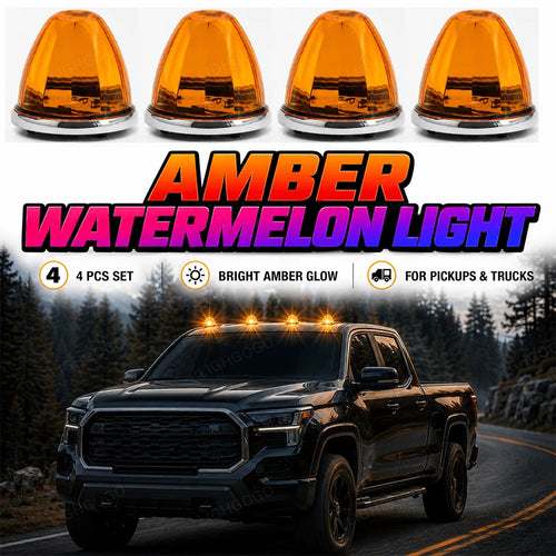 4Pcs LED Watermelon Amber Side Marker Lights – DC 12-24V Fit For Semi-Trucks, Trailers & Utility Vehicles, Gift Idea