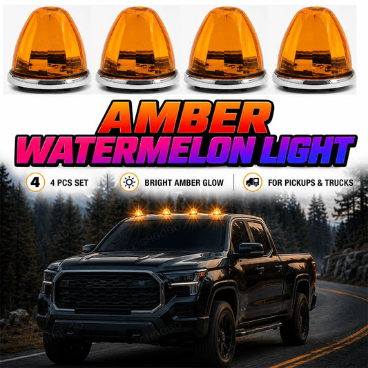 4Pcs LED Watermelon Amber Side Marker Lights – DC 12-24V Fit For Semi-Trucks, Trailers & Utility Vehicles, Gift Idea