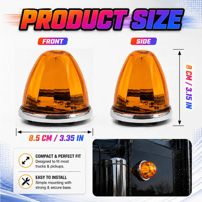 4Pcs LED Watermelon Amber Side Marker Lights – DC 12-24V Fit For Semi-Trucks, Trailers & Utility Vehicles, Gift Idea