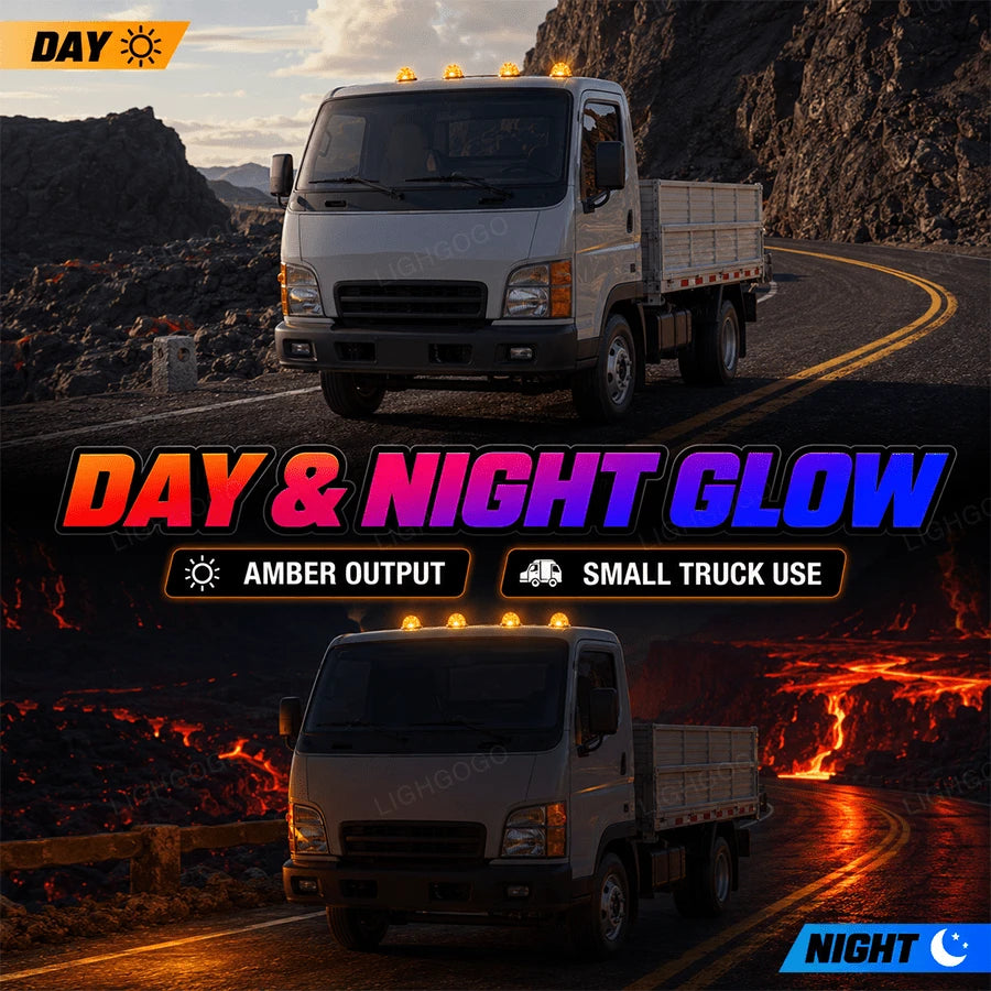 4Pcs LED Watermelon Amber Side Marker Lights – DC 12-24V Fit For Semi-Trucks, Trailers & Utility Vehicles, Gift Idea