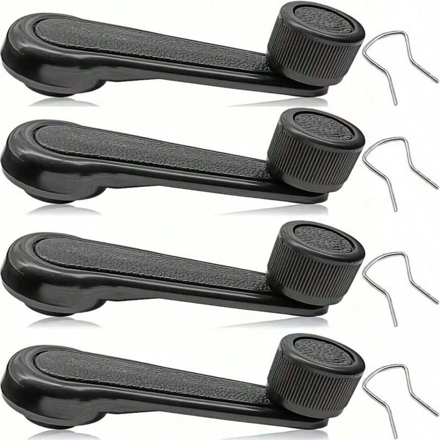 4pcs Manual Window Wiper Arm Handles With Gaskets And Springs, Universal Car Interior Accessories Replacement Parts, Car Window Crank Handles For Car Enthusiasts And Repair