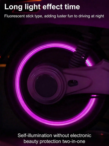 4pcs Neon Glow Tire Valve Caps- Hexagon Glow Tire Valve Caps, Glow Tire Valve Stem Caps For Motorcycle, Bike, Car, Durable ABS Plastic, Fit All Rim Sizes, Fashionable Vehicle, Bicycle, Motorcycle Acc
