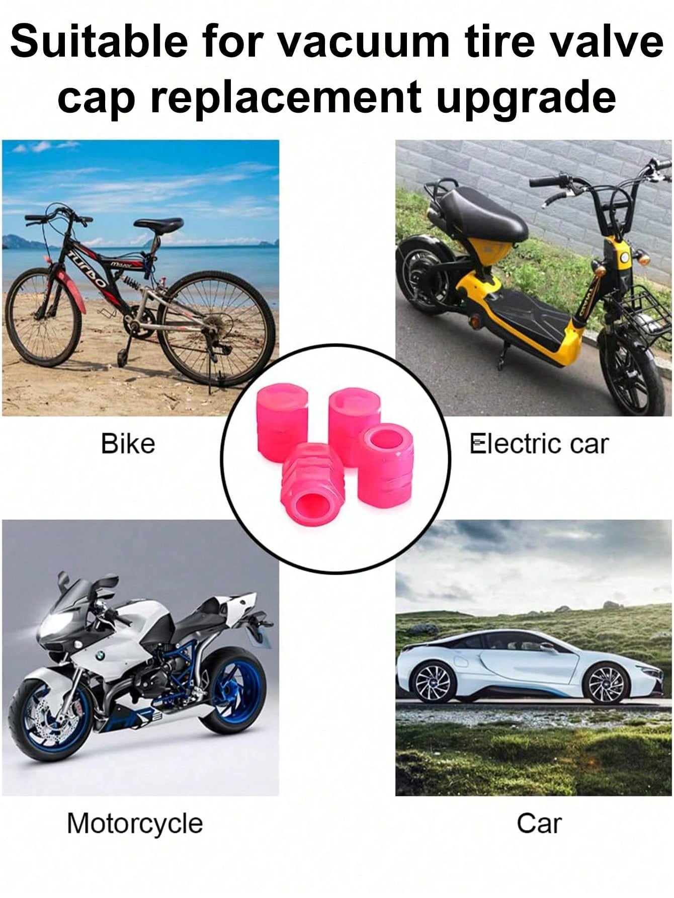 4pcs Neon Glow Tire Valve Caps- Hexagon Glow Tire Valve Caps, Glow Tire Valve Stem Caps For Motorcycle, Bike, Car, Durable ABS Plastic, Fit All Rim Sizes, Fashionable Vehicle, Bicycle, Motorcycle Acc