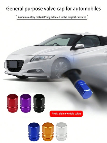 4PCS New Multi-Color Aluminum Alloy Car Tire Valve Stem Caps, Personalized Universal Fit Valve Core Vacuum Tire Pressure Monitoring Valve Caps