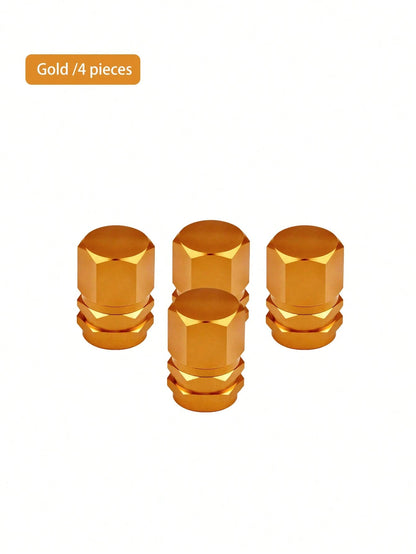 4PCS New Multi-Color Aluminum Alloy Car Tire Valve Stem Caps, Personalized Universal Fit Valve Core Vacuum Tire Pressure Monitoring Valve Caps