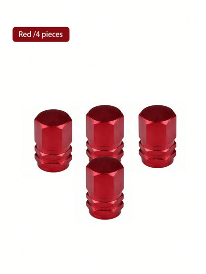 4PCS New Multi-Color Aluminum Alloy Car Tire Valve Stem Caps, Personalized Universal Fit Valve Core Vacuum Tire Pressure Monitoring Valve Caps