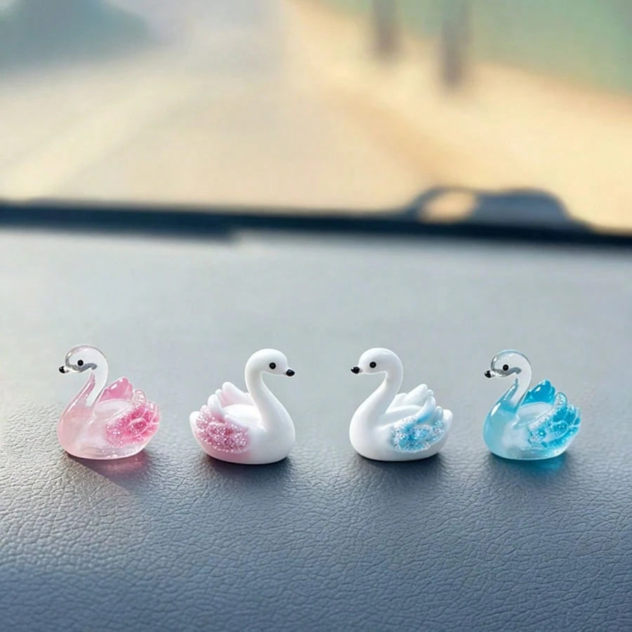 4pcs Random Style Cute Miniature Goose Figurines, Creative Micro Landscape Desktop Decor, Car Interior Computer Screen Ornament