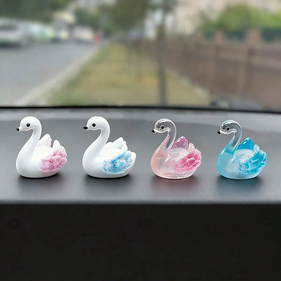 4pcs Random Style Cute Miniature Goose Figurines, Creative Micro Landscape Desktop Decor, Car Interior Computer Screen Ornament