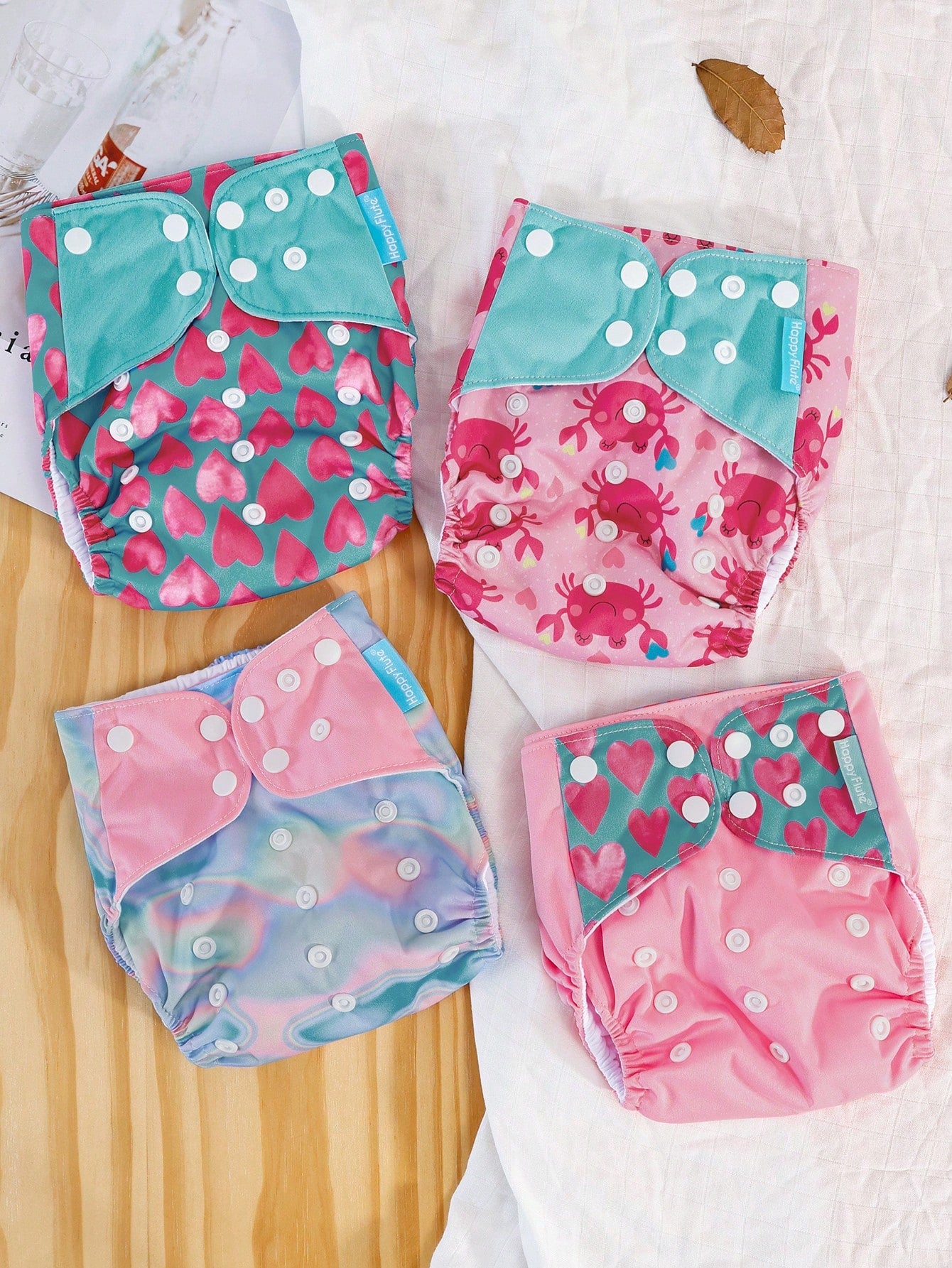 4pcs Reusable Cloth Diapers, Quick-Dry Fleece Lining, One Size Adjustable Washable Pocket Diaper Covers, Suitable For Baby Boys And Girls