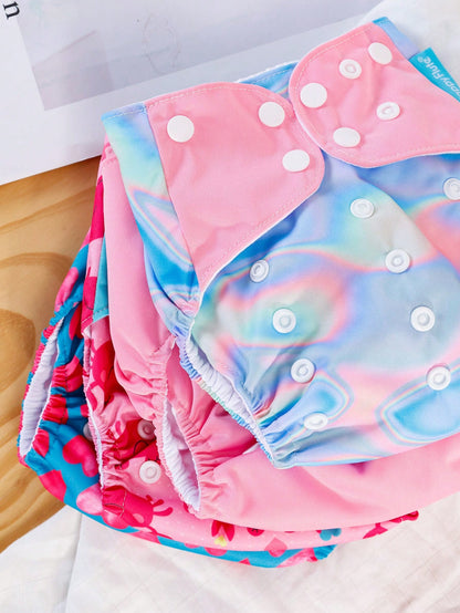 4pcs Reusable Cloth Diapers, Quick-Dry Fleece Lining, One Size Adjustable Washable Pocket Diaper Covers, Suitable For Baby Boys And Girls