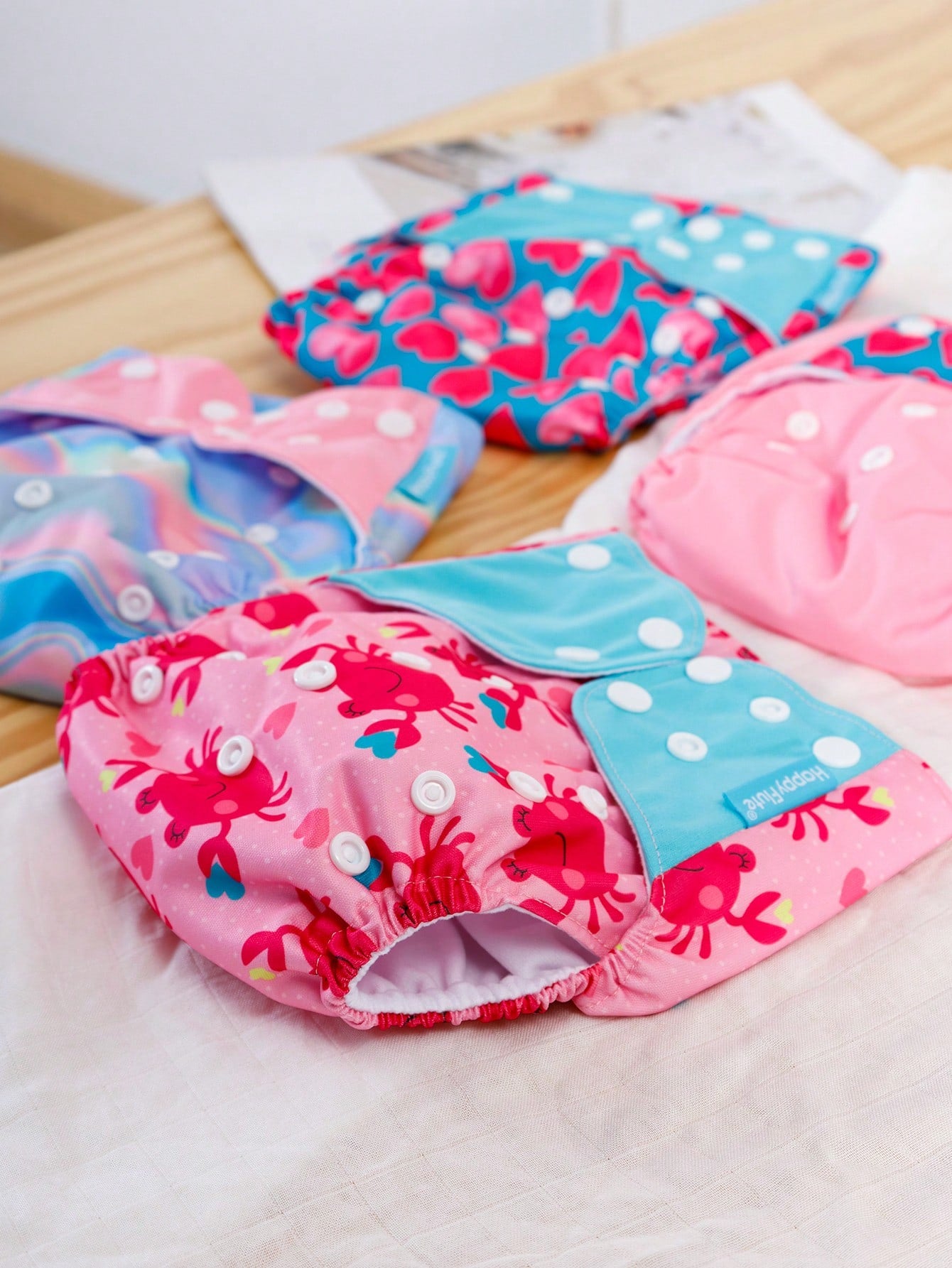 4pcs Reusable Cloth Diapers, Quick-Dry Fleece Lining, One Size Adjustable Washable Pocket Diaper Covers, Suitable For Baby Boys And Girls