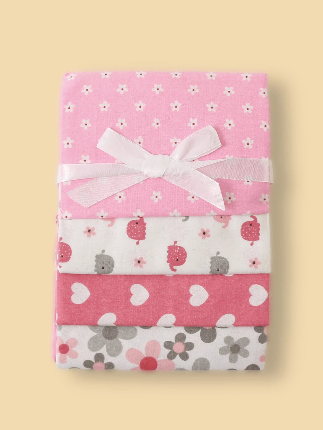 4pcs/Set Baby Swaddle Blankets, Printed Cloud Elephant Car Flannel Wrap, Spring Summer Thin Baby Blanket