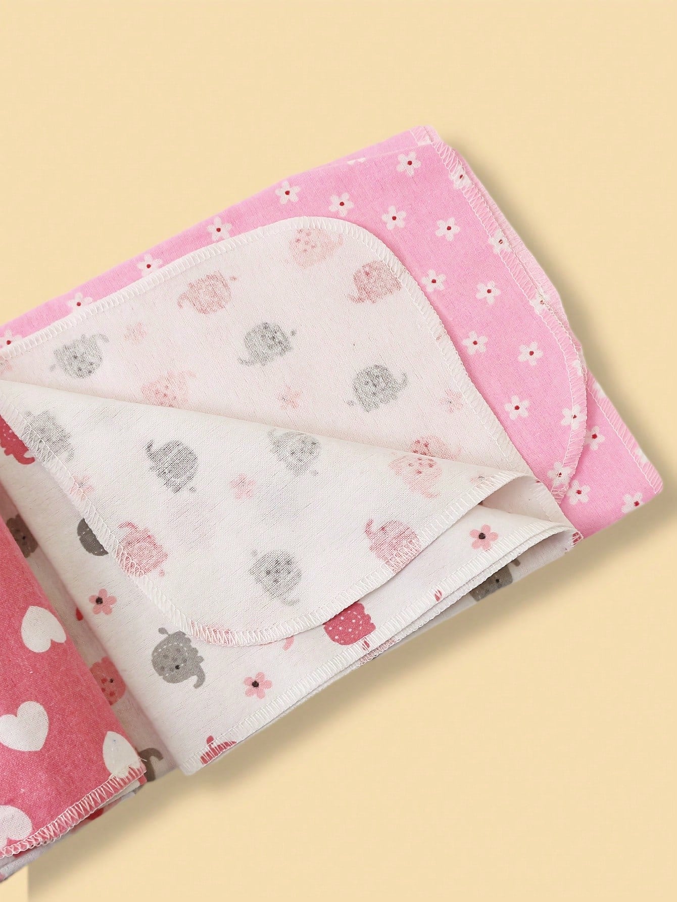 4pcs/Set Baby Swaddle Blankets, Printed Cloud Elephant Car Flannel Wrap, Spring Summer Thin Baby Blanket