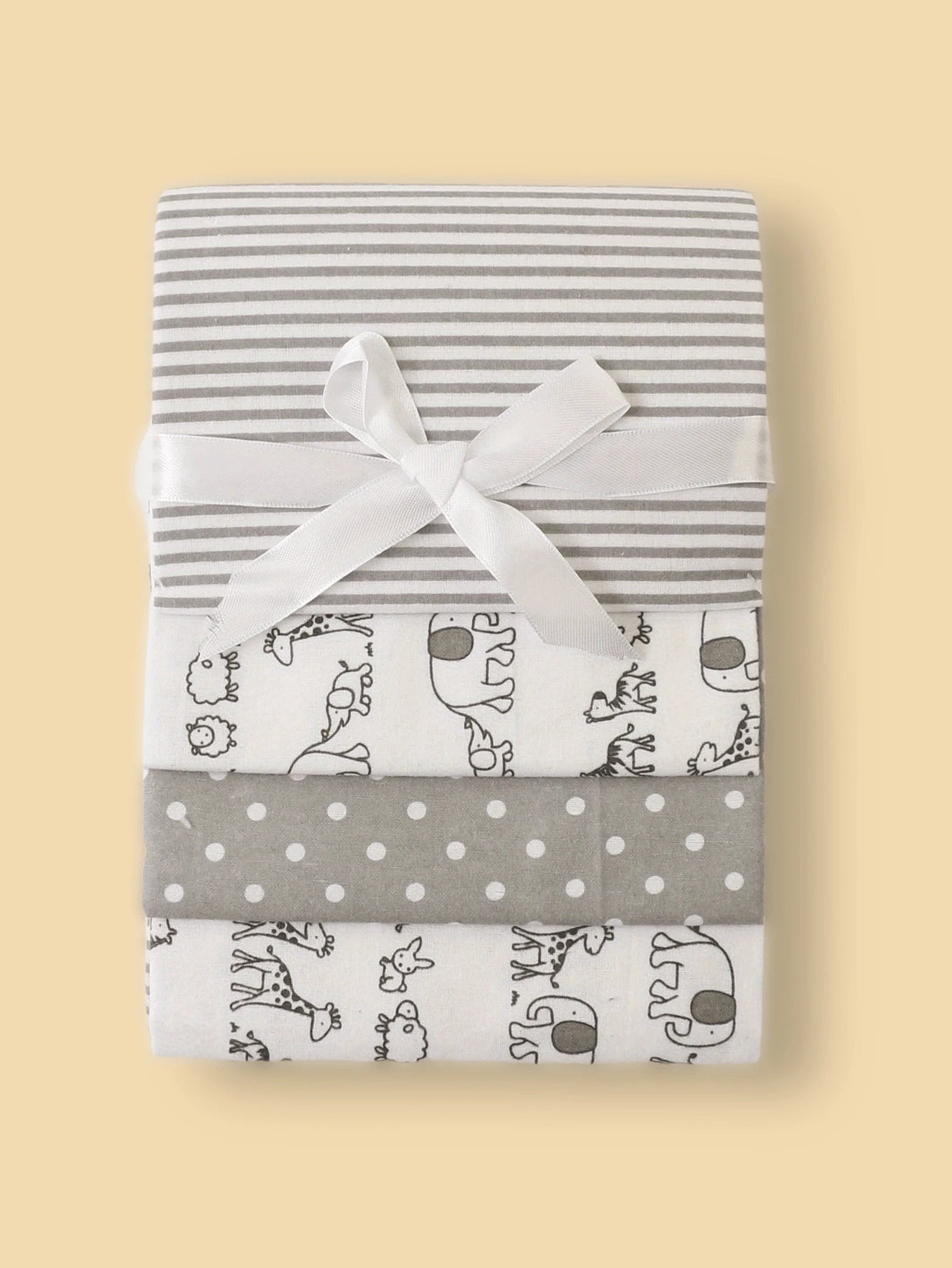 4pcs/Set Baby Swaddle Blankets, Printed Cloud Elephant Car Flannel Wrap, Spring Summer Thin Baby Blanket