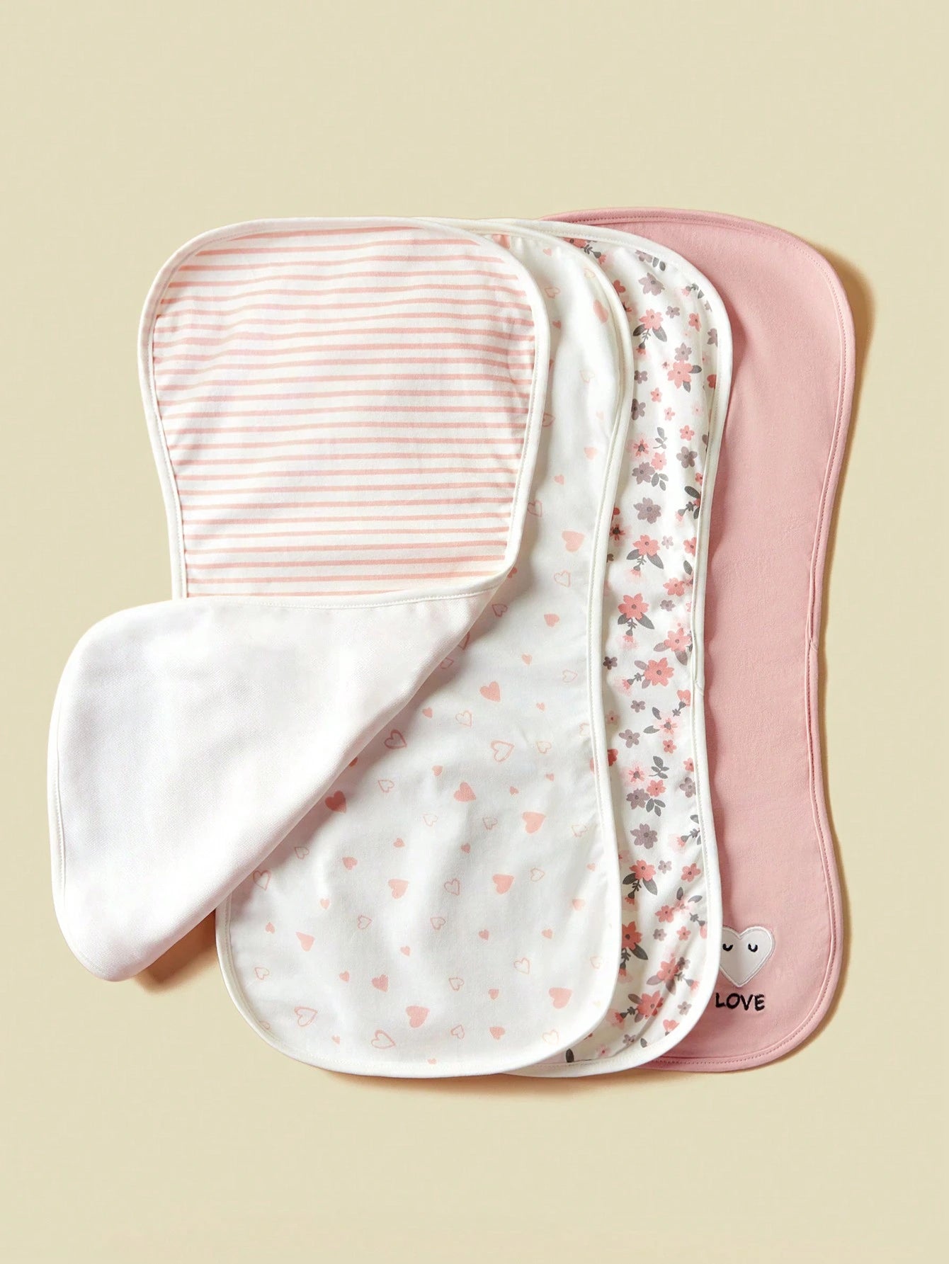 4pcs/Set Grey-Blue Series Baby Burp Cloths & Multi-Purpose Wipes, Boy Design With Star & Stripe Pattern