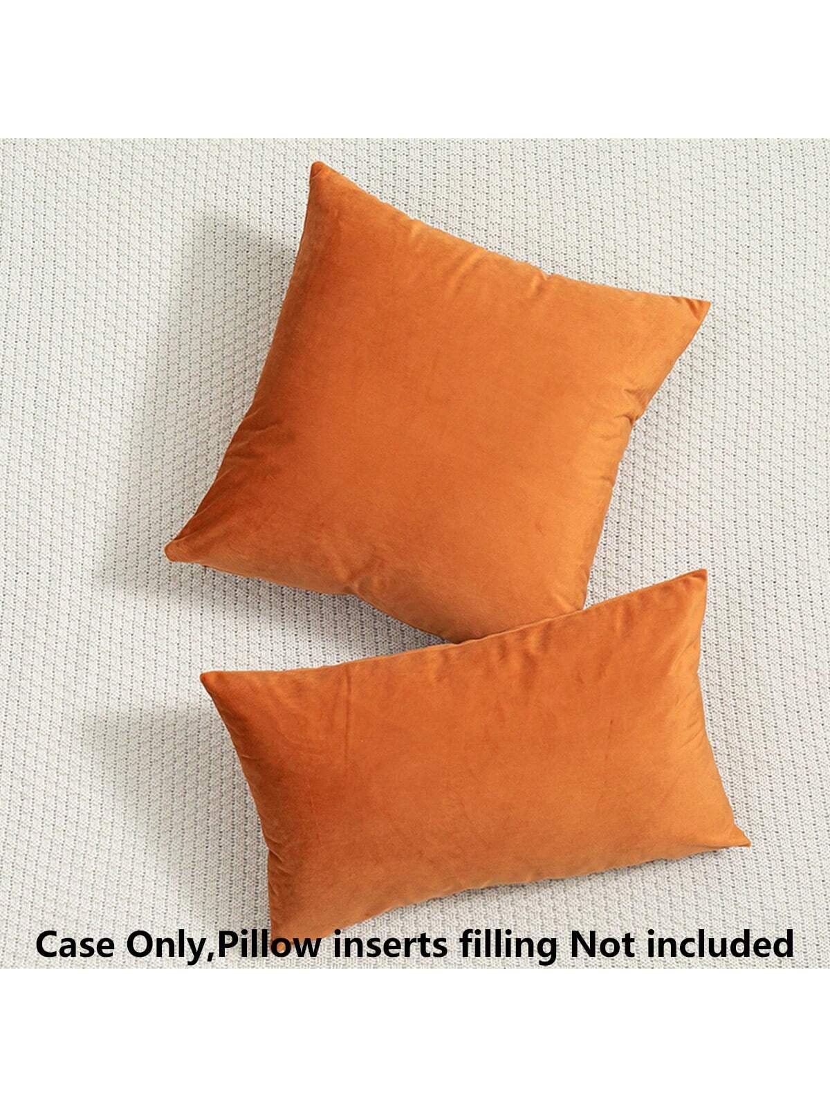 4pcs/Set Simple Solid Color Short Plush Skin-Friendly Pillow Case Without Filling (Pillow Core Not Included)