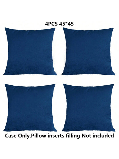 4pcs/Set Simple Solid Color Short Plush Skin-Friendly Pillow Case Without Filling (Pillow Core Not Included)