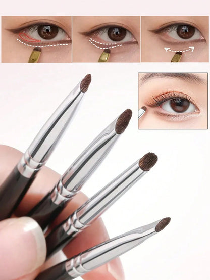 4pcs Small Detail Black Eyeshadow Makeup Brush Set,Eyebrow Brush,Eyeshadow Brush,Spoolie,Spoolie Brush,Giveaways