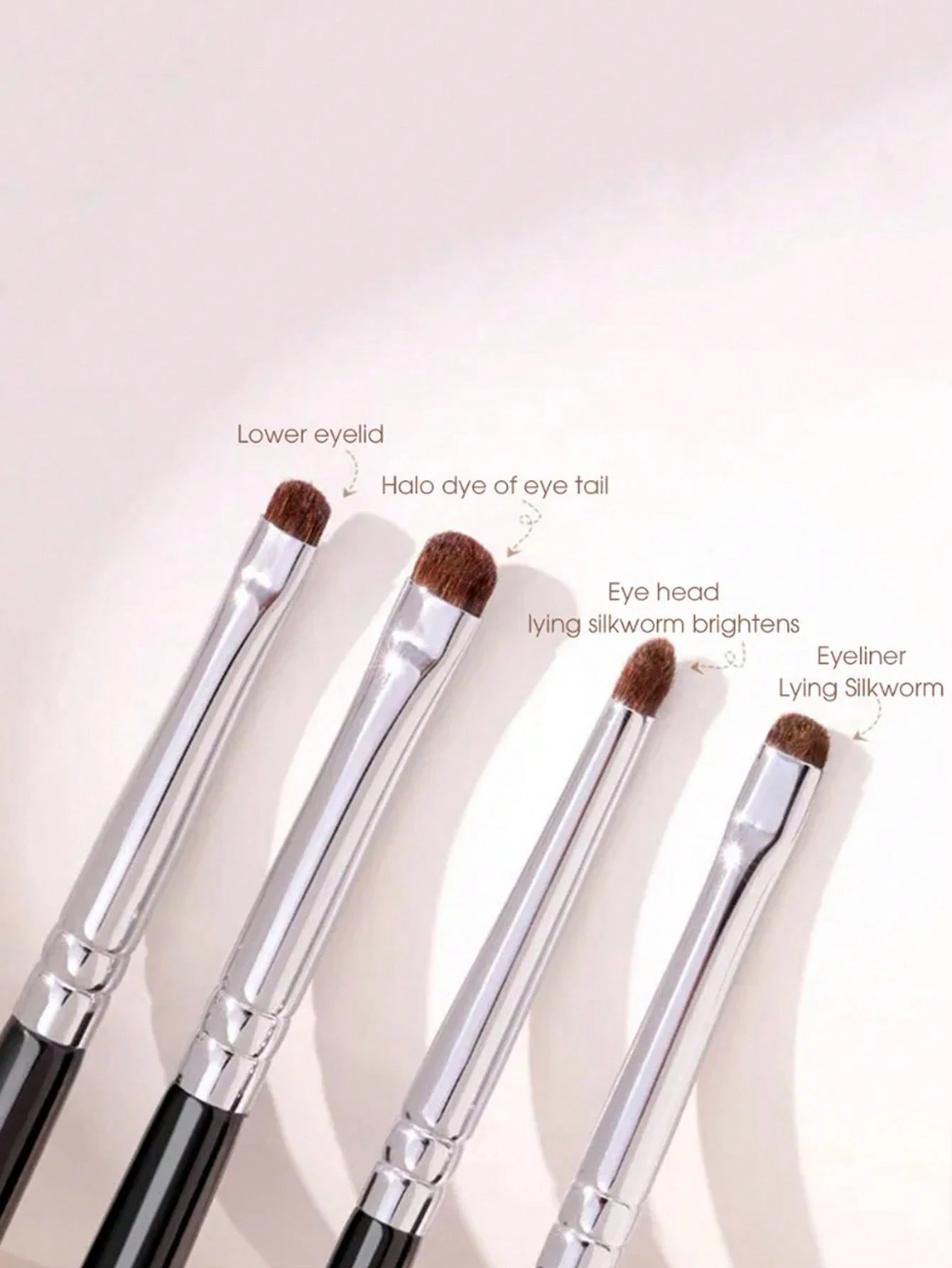 4pcs Small Detail Black Eyeshadow Makeup Brush Set,Eyebrow Brush,Eyeshadow Brush,Spoolie,Spoolie Brush,Giveaways