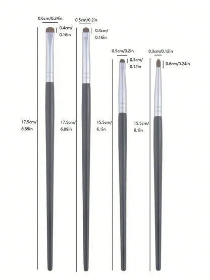 4pcs Small Detail Black Eyeshadow Makeup Brush Set,Eyebrow Brush,Eyeshadow Brush,Spoolie,Spoolie Brush,Giveaways