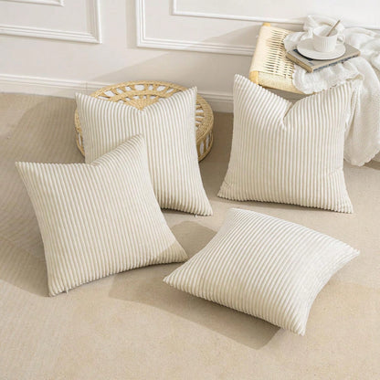 4pcs Solid Color Unfilled Pillow Covers, Corduroy Sofa Cushion Covers, Home Decor