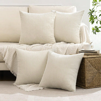 4pcs Solid Color Unfilled Pillow Covers, Corduroy Sofa Cushion Covers, Home Decor