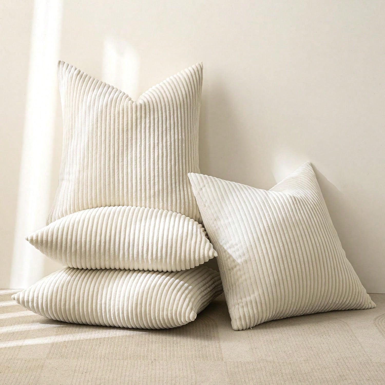 4pcs Solid Color Unfilled Pillow Covers, Corduroy Sofa Cushion Covers, Home Decor