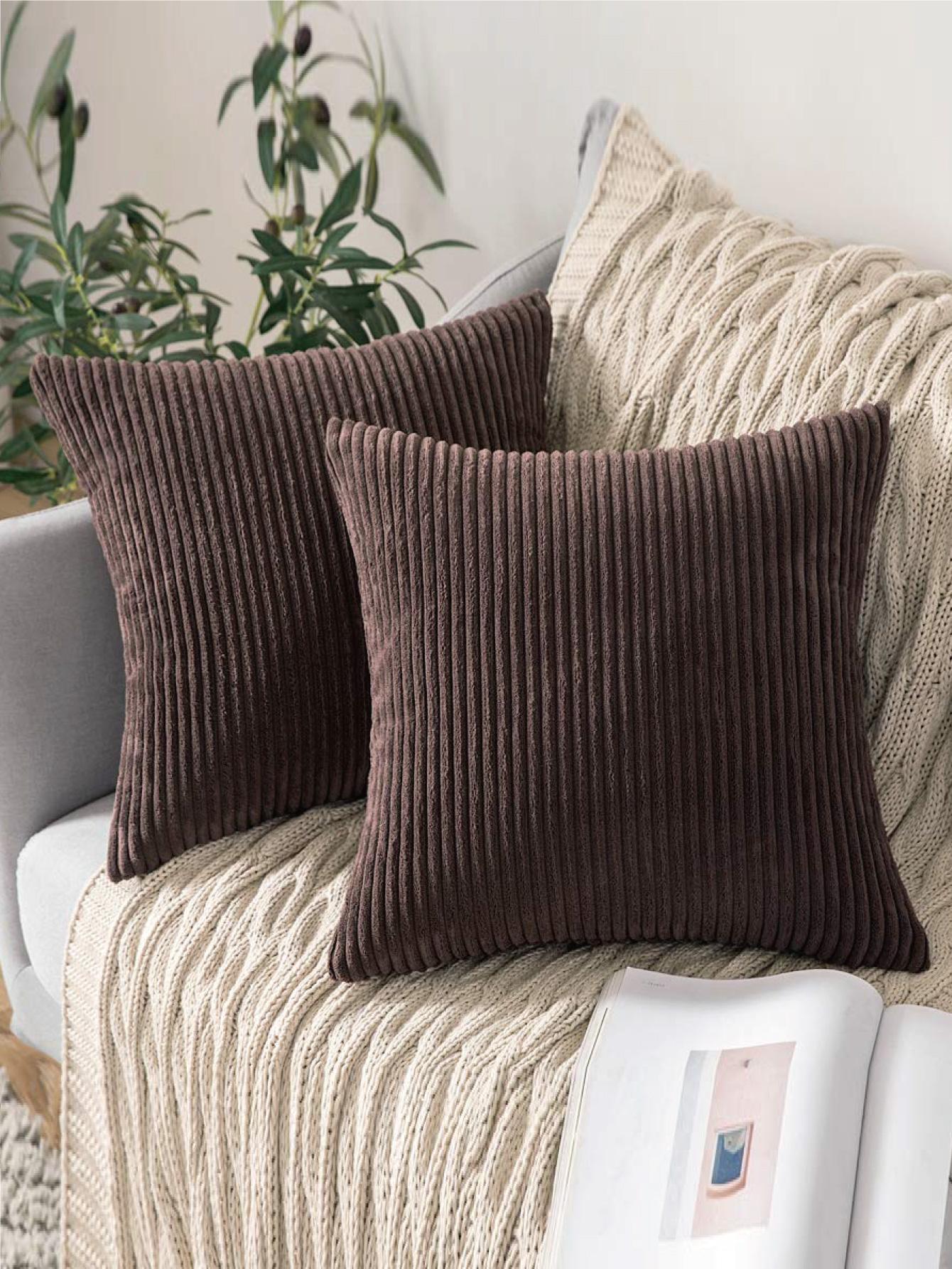 4pcs Solid Color Unfilled Pillow Covers, Corduroy Sofa Cushion Covers, Home Decor