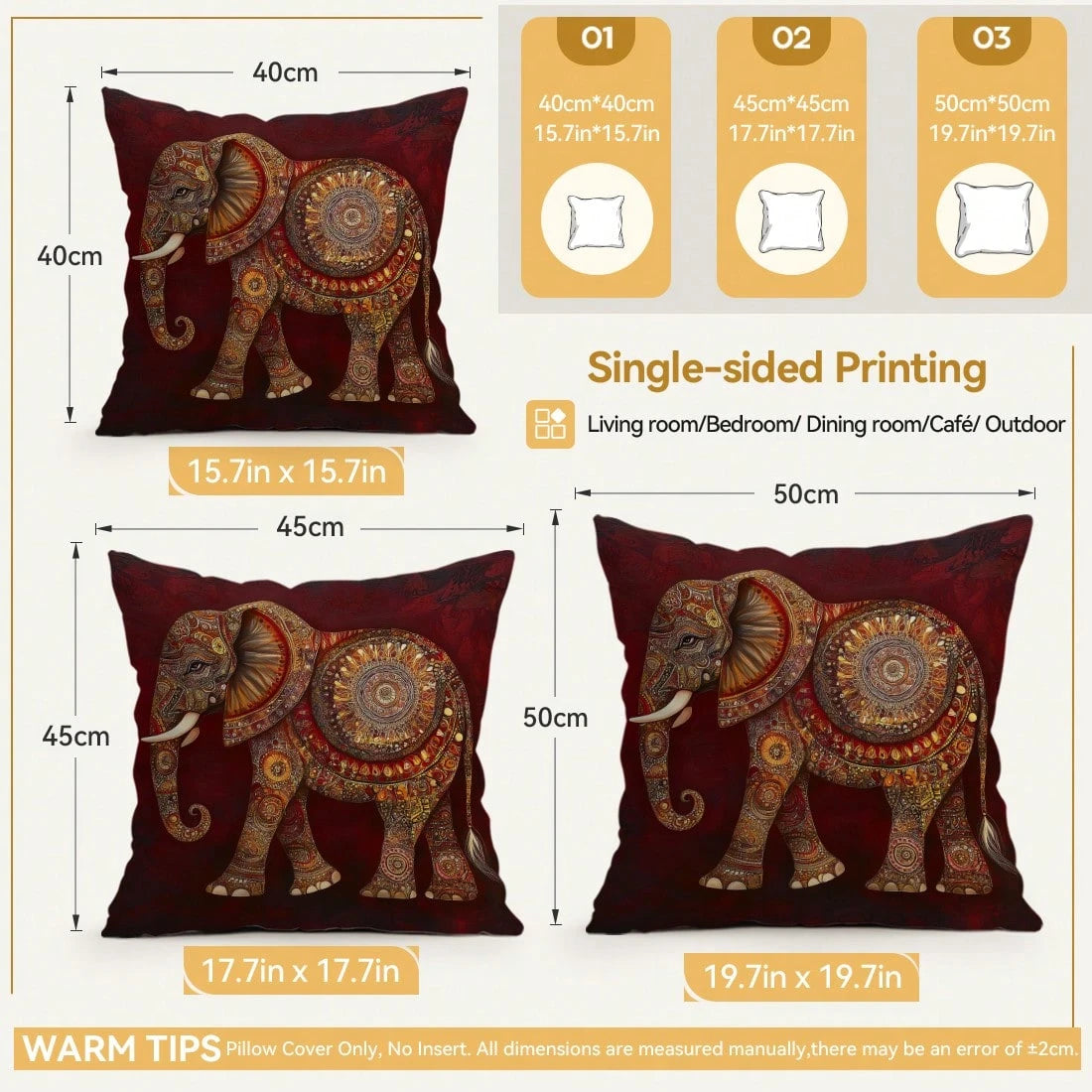 4pcs Style Elephant Pattern Pillow Covers Without Inserts, Single-Sided Printed Pillow Covers, Suitable For Living Room Bedroom Home Decor, All-Season Pillow Covers