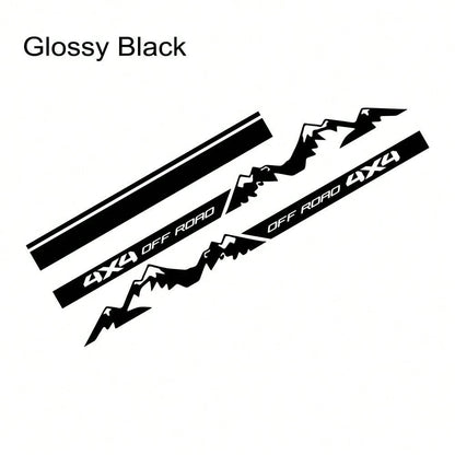 4x4 Off-Road Vehicle Door Side Skirt Sticker Set, Suitable For Off-Road Vehicles, Pickup Trucks, SUVs, Striped Car Hood Vinyl Stickers, Car Decoration Accessories