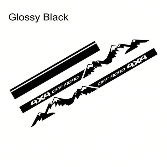 4x4 Off-Road Vehicle Door Side Skirt Sticker Set, Suitable For Off-Road Vehicles, Pickup Trucks, SUVs, Striped Car Hood Vinyl Stickers, Car Decoration Accessories