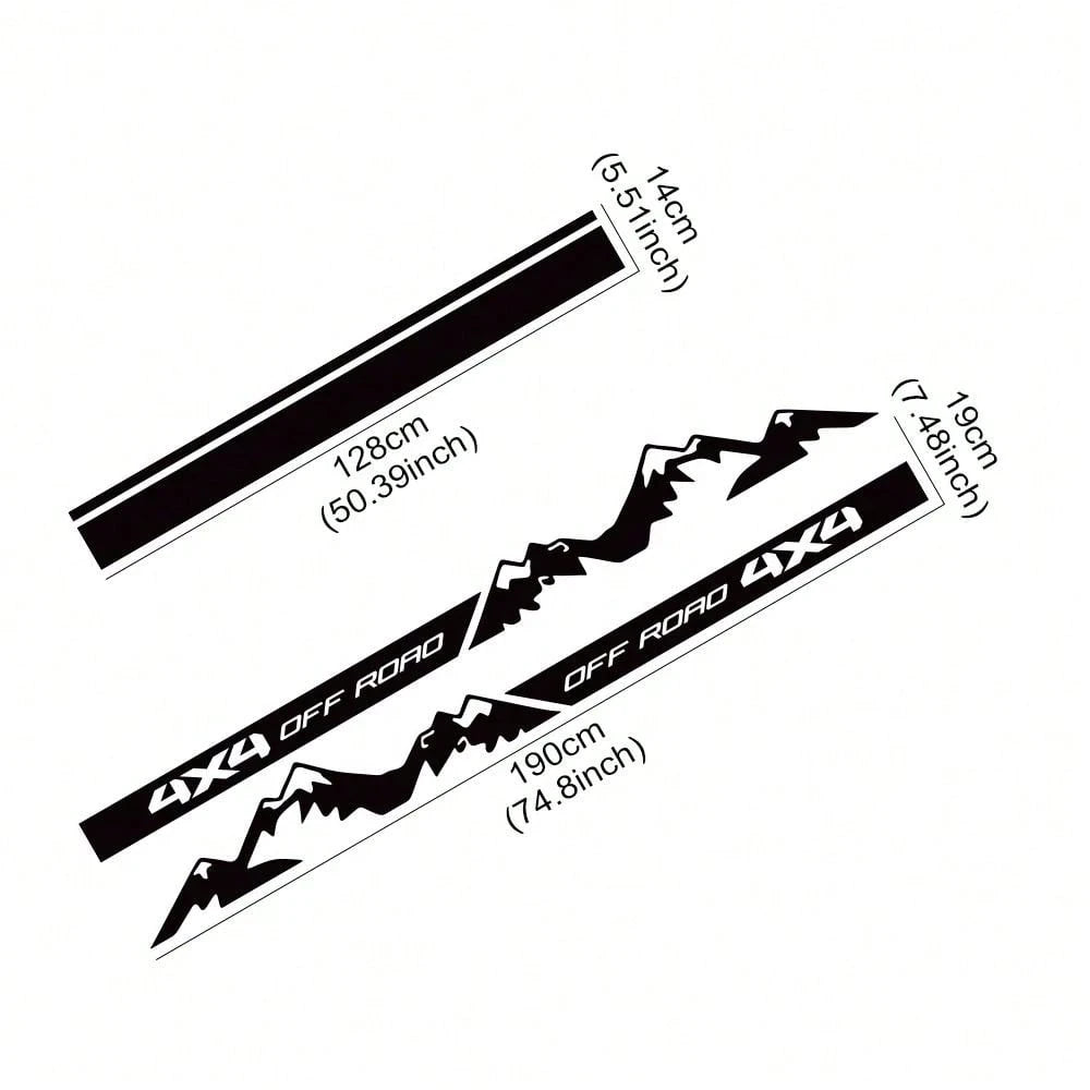4x4 Off-Road Vehicle Door Side Skirt Sticker Set, Suitable For Off-Road Vehicles, Pickup Trucks, SUVs, Striped Car Hood Vinyl Stickers, Car Decoration Accessories