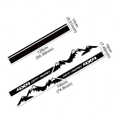 4x4 Off-Road Vehicle Door Side Skirt Sticker Set, Suitable For Off-Road Vehicles, Pickup Trucks, SUVs, Striped Car Hood Vinyl Stickers, Car Decoration Accessories