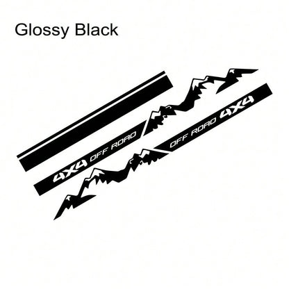 4x4 Off-Road Vehicle Door Side Skirt Sticker Set, Suitable For Off-Road Vehicles, Pickup Trucks, SUVs, Striped Car Hood Vinyl Stickers, Car Decoration Accessories