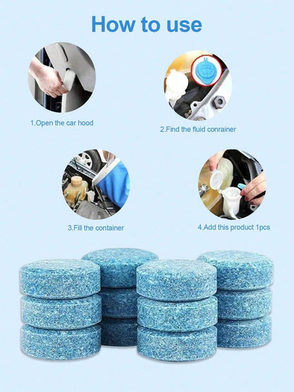 5/10/20/50/100pcs All-Season Windshield Cleaning Tablets Concentrated Effervescent Degreaser For Oil Film & Streak-Free Glass| Quick-Dissolving Washer Fluid Booster With Ice Prevention (-30°C), Compa