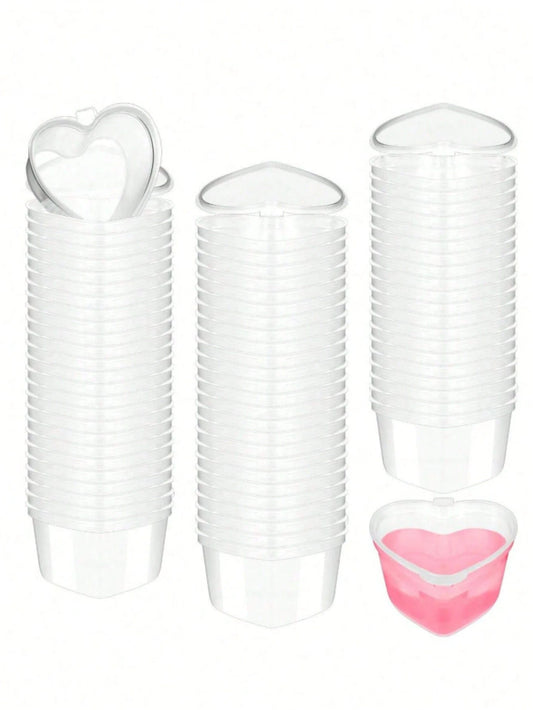 5/10/25/50pcs Heart-Shaped Disposable Plastic Cups With Leak-Proof Lids, Suitable For Whipped Cream, Jelly, Small Condiment Storage, Shot Glasses, Dipping Sauce, Salad Dressing, Pudding, DIY Liquid Ba