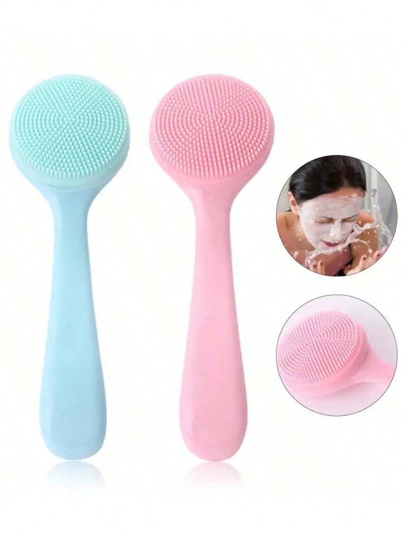 5/2pcs Mini Handheld Oval Facial Cleansing Brush (With Shampoo Brush & Massage Brush), Deep Cleansing Face Brush, Gentle Exfoliating Massage Cleansing Brush, Skincare Tool, Travel Tool