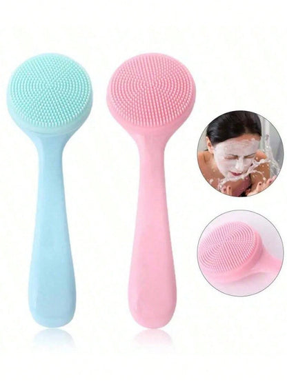 5/2pcs Mini Handheld Oval Facial Cleansing Brush (With Shampoo Brush & Massage Brush), Deep Cleansing Face Brush, Gentle Exfoliating Massage Cleansing Brush, Skincare Tool, Travel Tool