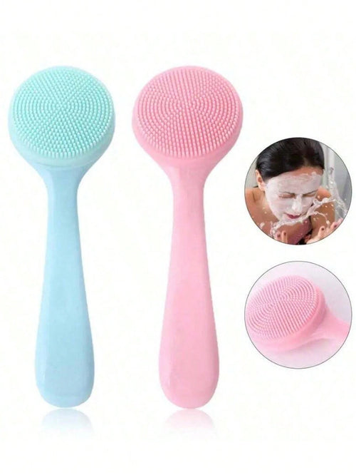 5/2pcs Mini Handheld Oval Facial Cleansing Brush (With Shampoo Brush & Massage Brush), Deep Cleansing Face Brush, Gentle Exfoliating Massage Cleansing Brush, Skincare Tool, Travel Tool