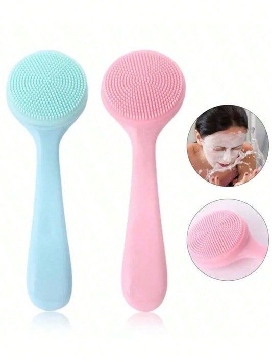 5/2pcs Mini Handheld Oval Facial Cleansing Brush (With Shampoo Brush & Massage Brush), Deep Cleansing Face Brush, Gentle Exfoliating Massage Cleansing Brush, Skincare Tool, Travel Tool