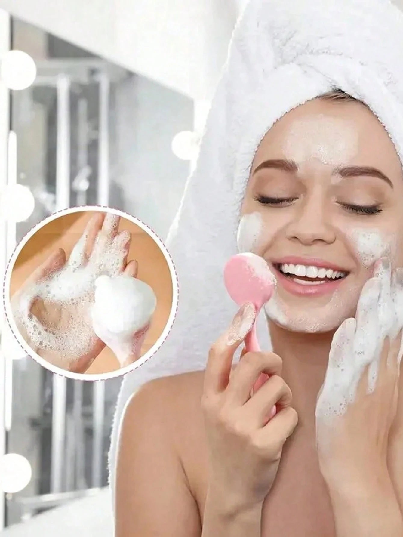 5/2pcs Mini Handheld Oval Facial Cleansing Brush (With Shampoo Brush & Massage Brush), Deep Cleansing Face Brush, Gentle Exfoliating Massage Cleansing Brush, Skincare Tool, Travel Tool